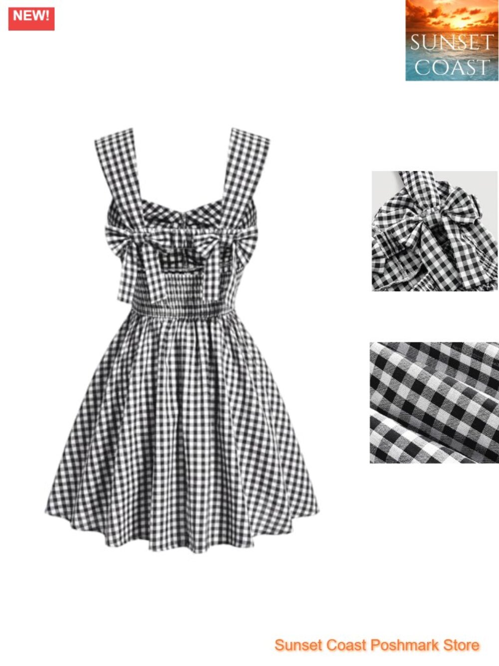 Plaid Ruched Bust Sleeveless Bowknot Pleated Dress
